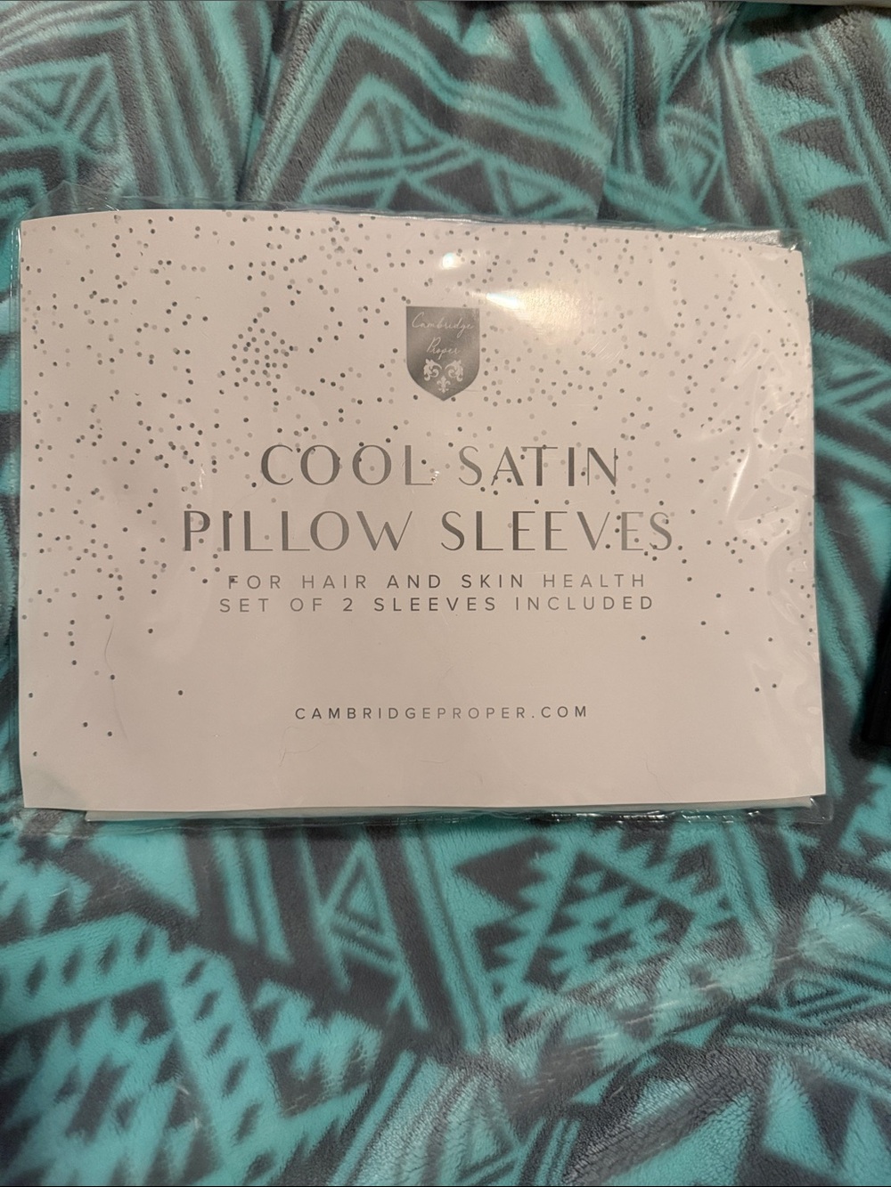 Cool Satin Pillow Sleeves - Teal and Gray (Set of 2)